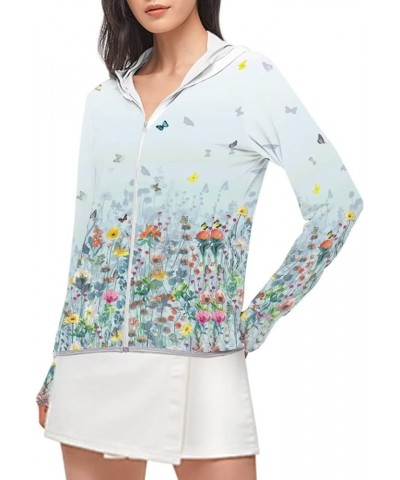 Women's Lightweight Sun Shirt Full Zip Workout Jackets Plus Size Beautiful Flora $13.99 Jackets