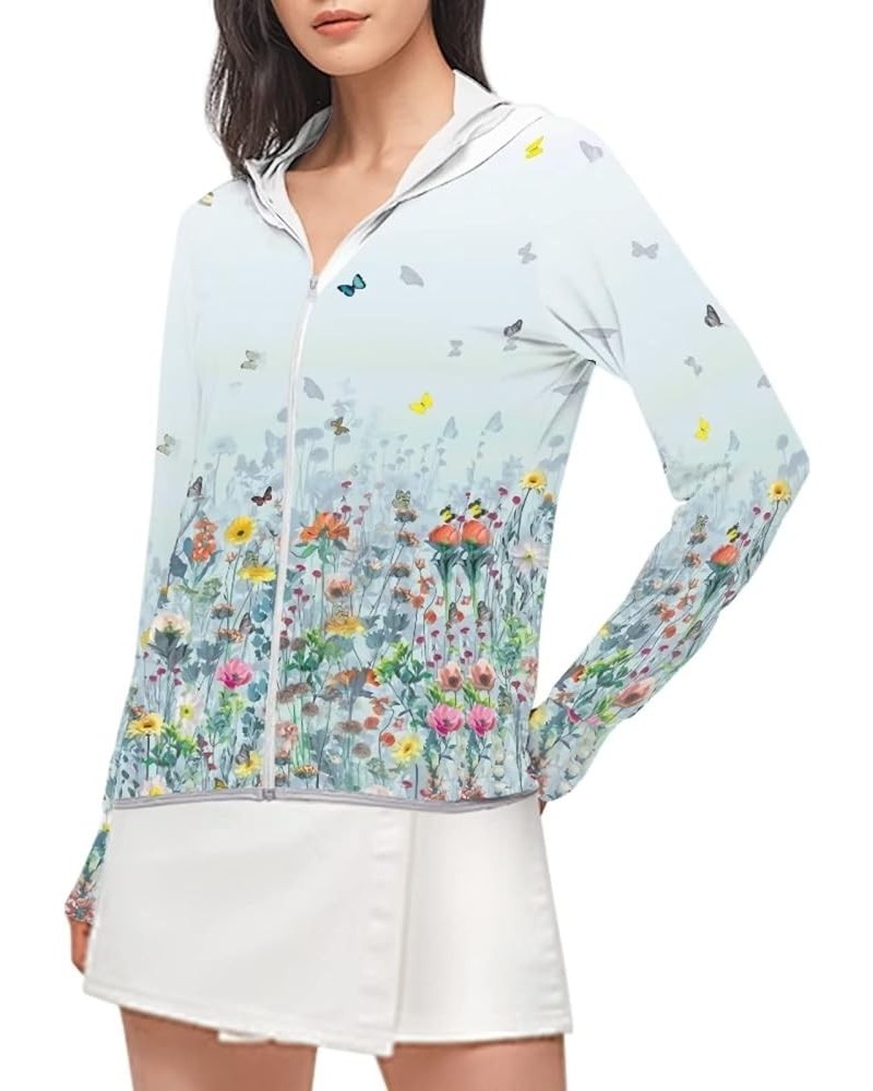 Women's Lightweight Sun Shirt Full Zip Workout Jackets Plus Size Beautiful Flora $13.99 Jackets