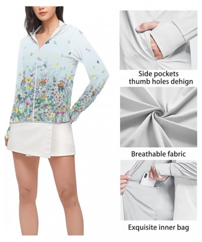 Women's Lightweight Sun Shirt Full Zip Workout Jackets Plus Size Beautiful Flora $13.99 Jackets