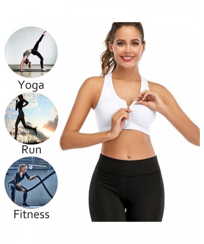 Front Zipper Sports Bras for Women Wireless Post-Surgery Bra Racerback Workout Gym Yoga Sports Bra 3 Pack White $22.54 Lingerie