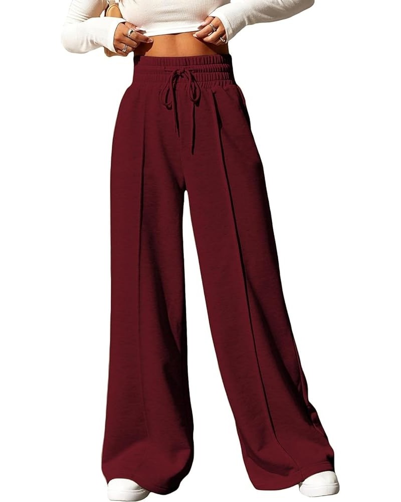 Women's Causal Drawstring High Waist Baggy Straight Leg Joggers Sweatpants with Pockets Workout Comfy Lounge Pants X-00 Red $...