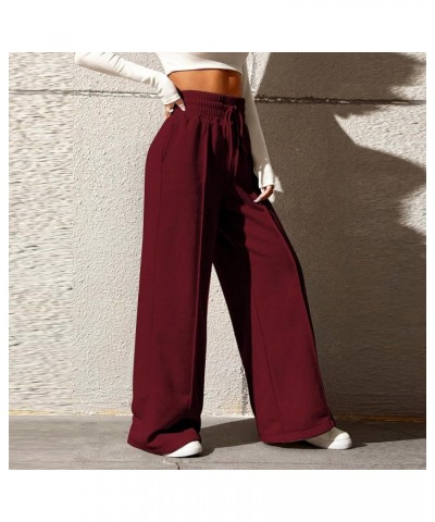 Women's Causal Drawstring High Waist Baggy Straight Leg Joggers Sweatpants with Pockets Workout Comfy Lounge Pants X-00 Red $...