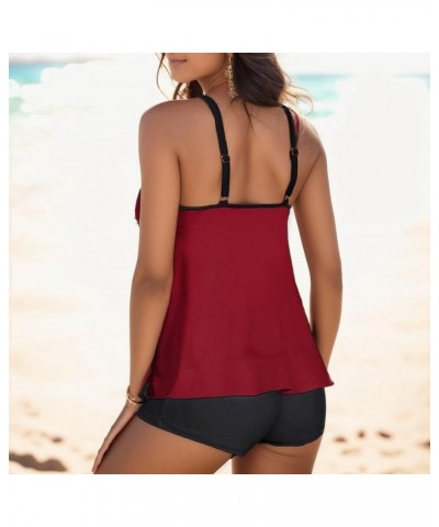 Swimsuit for Women 2024 2 Piece, Tankini Bathing Suits for Women Two Piece Modest Tankini Tops with Bikini Bottom Sets A1 Red...