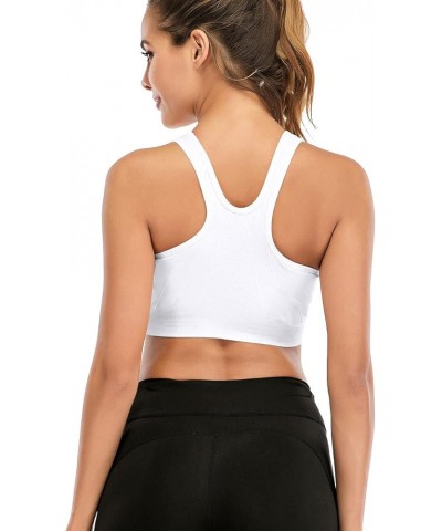 Front Zipper Sports Bras for Women Wireless Post-Surgery Bra Racerback Workout Gym Yoga Sports Bra 3 Pack White $22.54 Lingerie