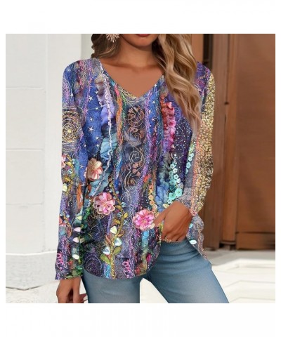 Spring Tops for Women 2024 Trendy V Neck Long Sleeve Shirts Plus Size Tunics Ladies Dressy Casual Blouses Boho B Purple $8.97...