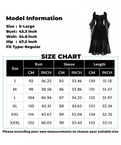 Women Casual Cold Shoulder Dress Solid Color Lace Butterfly Sleeve Halloween Retro Cocktail Party Gothic Prom Dress 06-green ...