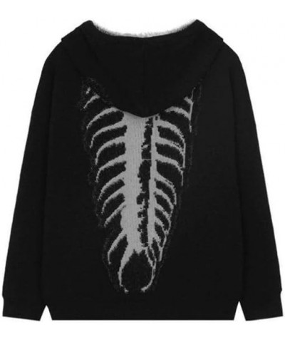 Y2K Vintage Centipede Bone Knitted Grunge Sweatershit Oversized Pullover Loose Sweater Streetwear Hoodies Black $29.57 Sweaters