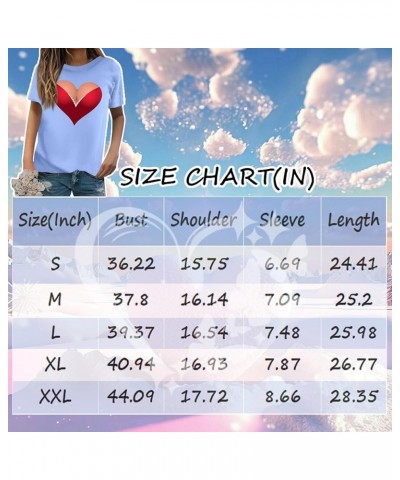 Womens Crew Neck T-Shirt T-Shirts Short Sleeve Blouses Cute Heart Love Printed Valentine Tops Plus Size Top Outfit A1082-ligh...