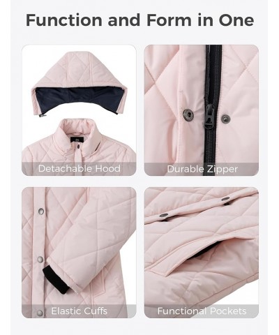 Women's Winter Coat Warm Puffer Jacket Lightweight Winter Jacket with Removable Hood Pink $24.73 Jackets