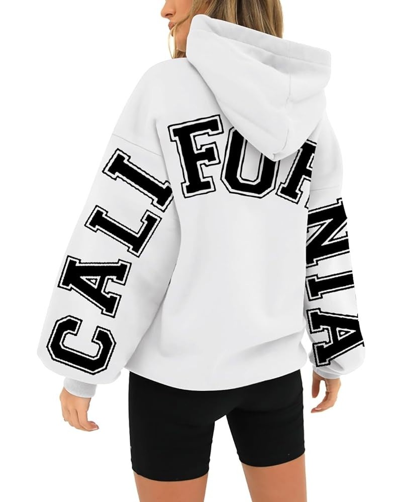 Unisex Printed Fashion Hoodie for Women Long Sleeved Pullover Sweatshirt Fall Winter Casual Loose Top with Pocket 6-white $8....