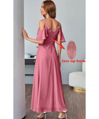 Women's Cold Shoulder Chiffon Bridesmaids Dresses Long Slit Formal Party Dress for Junior ABC095… Wisteria $35.99 Dresses