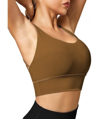 Strappy Sports Bras for Women, Padded Yoga Bra Criss-Cross Back Longline Workout Tank Tops Coffee $11.95 Lingerie