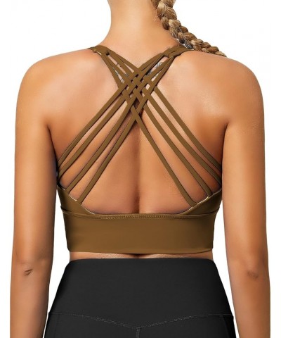 Strappy Sports Bras for Women, Padded Yoga Bra Criss-Cross Back Longline Workout Tank Tops Coffee $11.95 Lingerie