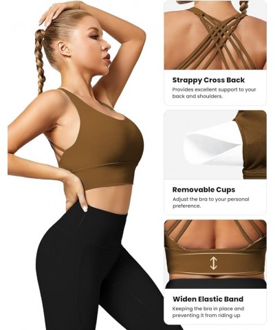 Strappy Sports Bras for Women, Padded Yoga Bra Criss-Cross Back Longline Workout Tank Tops Coffee $11.95 Lingerie