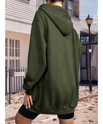 Womens Zip Up Hoodies Long Sleeve Fall Hooded Lightweight Tunic Sweatshirt Oversize Fleece Jacket With Pockets Army Green $23...