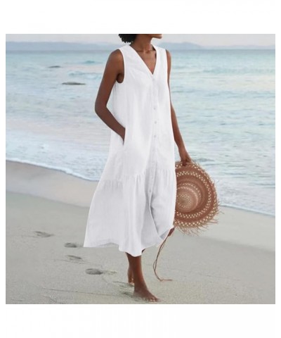 Linen Dresses for Women Casual Summer 2024 Spring Trendy Casual Beach Vacation Hawaiian Flowy Tropical Sundresses Resort Wear...