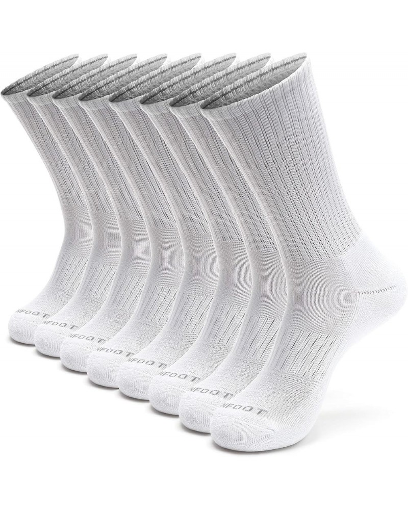 Women's and Men's 4-8 Pack Athletic Cushioned Crew Socks [Solid] White (8 Pairs) $21.72 Socks