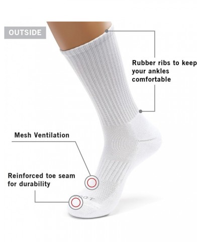 Women's and Men's 4-8 Pack Athletic Cushioned Crew Socks [Solid] White (8 Pairs) $21.72 Socks