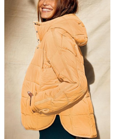 Women's Oversized Pullover Puffer Jacket Quilted Lightweight Long Sleeve Winter Warm Hoodies Coat Camel $26.99 Jackets