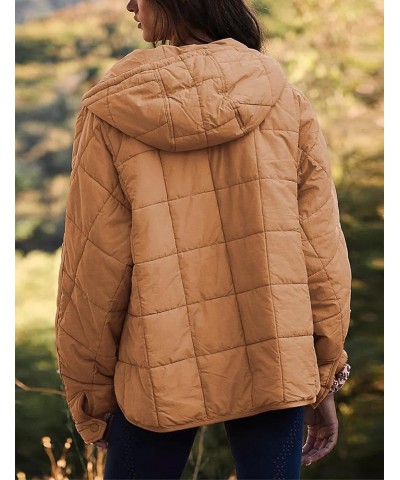 Women's Oversized Pullover Puffer Jacket Quilted Lightweight Long Sleeve Winter Warm Hoodies Coat Camel $26.99 Jackets