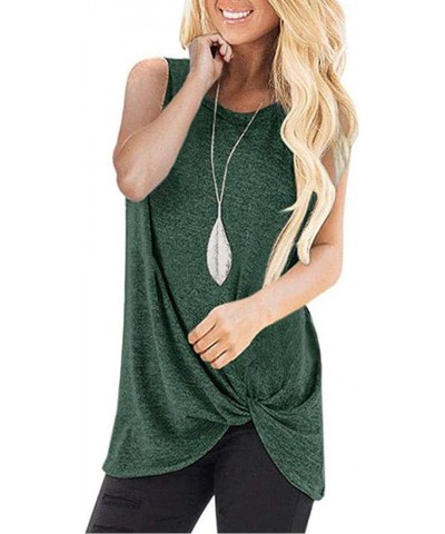 Women's Casual Solid T Shirts Cold Shoulder Side Twist Knot Tunics Tops Green 2 $11.99 Tops