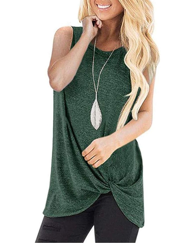 Women's Casual Solid T Shirts Cold Shoulder Side Twist Knot Tunics Tops Green 2 $11.99 Tops