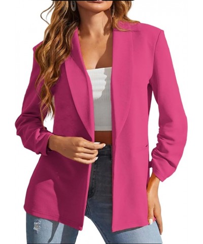 Blazers for Women Fashion Plus Size Long-Sleeve Suit Coat Lightweight Casual Fit Pocketed Office Blazers Aa01*hot Pink $9.71 ...