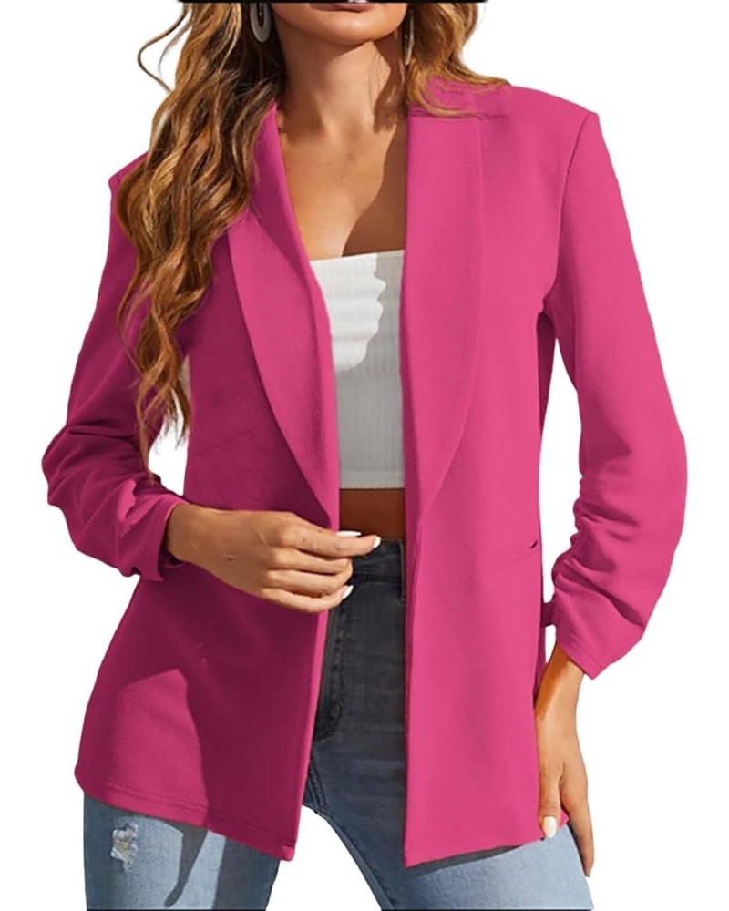 Blazers for Women Fashion Plus Size Long-Sleeve Suit Coat Lightweight Casual Fit Pocketed Office Blazers Aa01*hot Pink $9.71 ...