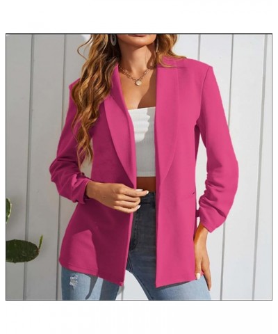 Blazers for Women Fashion Plus Size Long-Sleeve Suit Coat Lightweight Casual Fit Pocketed Office Blazers Aa01*hot Pink $9.71 ...