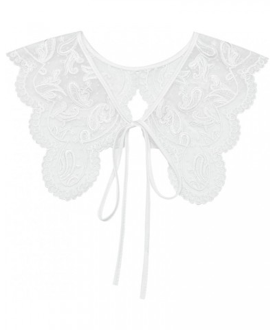 Retro Hollow Out Lace Floral False Collar Detachable Fake Collar for Women Girl Wl_floral White Tie $7.50 Blouses