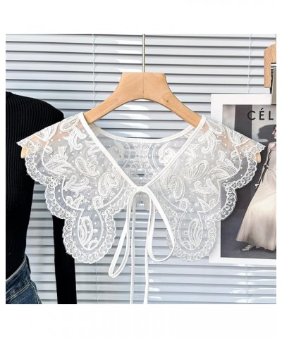 Retro Hollow Out Lace Floral False Collar Detachable Fake Collar for Women Girl Wl_floral White Tie $7.50 Blouses