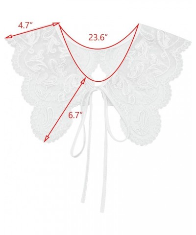 Retro Hollow Out Lace Floral False Collar Detachable Fake Collar for Women Girl Wl_floral White Tie $7.50 Blouses