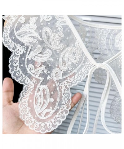 Retro Hollow Out Lace Floral False Collar Detachable Fake Collar for Women Girl Wl_floral White Tie $7.50 Blouses