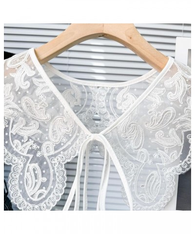 Retro Hollow Out Lace Floral False Collar Detachable Fake Collar for Women Girl Wl_floral White Tie $7.50 Blouses