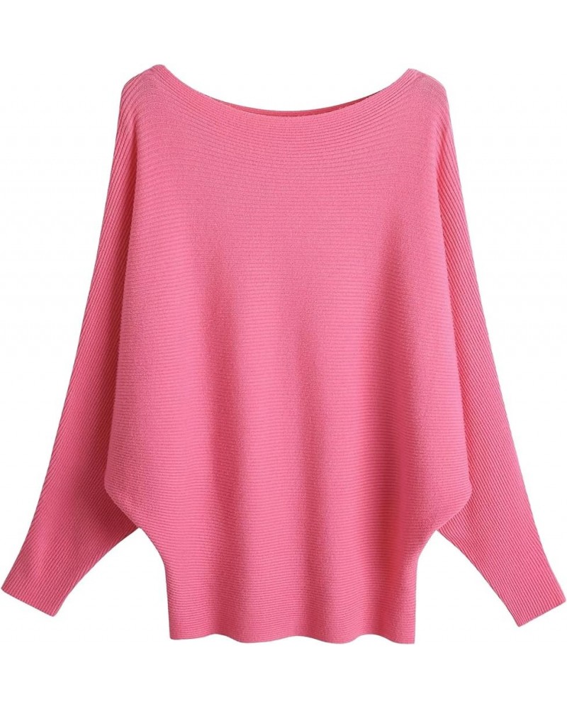 Women Girl's Boat Neck Batwing Sleeves Dolman Knitted Sweaters and Pullovers Tops One Size Rose $17.28 Sweaters