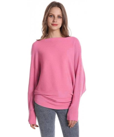 Women Girl's Boat Neck Batwing Sleeves Dolman Knitted Sweaters and Pullovers Tops One Size Rose $17.28 Sweaters