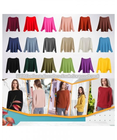 Women Girl's Boat Neck Batwing Sleeves Dolman Knitted Sweaters and Pullovers Tops One Size Rose $17.28 Sweaters