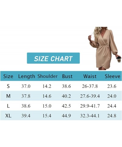 Womens Long Sleeve Dresses Wrap V Neck Ruffle Mini Short Dress Beige $14.35 Dresses