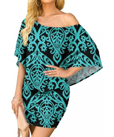 Women Off The Shoulder Ruffle Bodycon Club Party Mini Dress Floral Black Green $11.76 Dresses