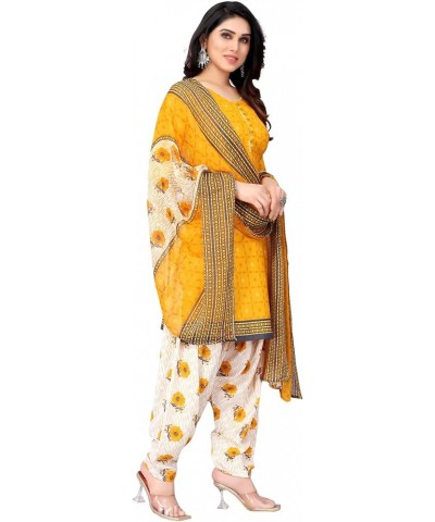 Fully Stiched New Punjabi Style Salwar Suit of Crepe Fabric with Chiffon Dupatta for Women Yellow!.52 $20.42 Suits