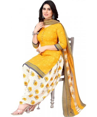 Fully Stiched New Punjabi Style Salwar Suit of Crepe Fabric with Chiffon Dupatta for Women Yellow!.52 $20.42 Suits