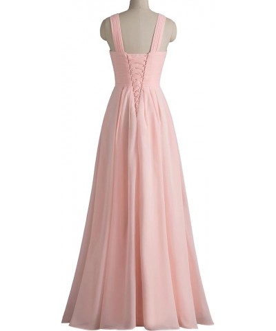 Sexy Crisscross Neck Chiffon Bridesmaid Dresses Long Pleated Formal Prom Dresses Wedding Party Gowns for Women Nude Pink $33....