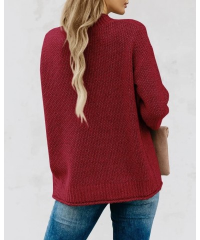 Womens Turtleneck Oversized Sweaters Chunky Long Sleeve Loose Casual Pullover Slouchy Knit Jumper Tops Wine Red $25.79 Sweaters