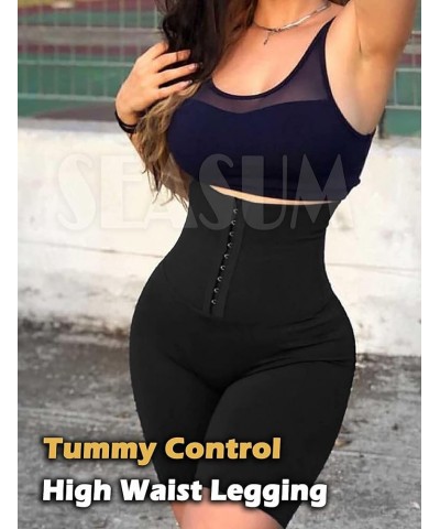 High Waisted Corset Waist Trainer Leggings for Women Tummy Control Leggings Body Shaping Waist Cincher Sports Legging 3 Black...