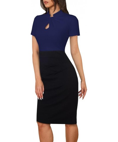 Women's Casual Work Dress Short Sleeves Office Professional Business Formal Midi Bodycon Pencil Dresses Navy $20.51 Dresses