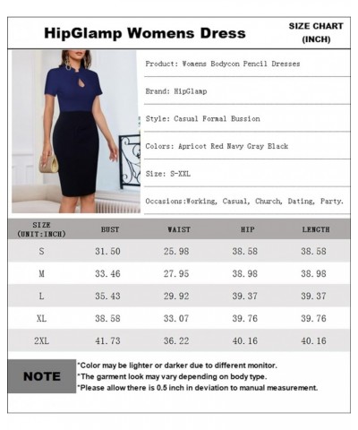 Women's Casual Work Dress Short Sleeves Office Professional Business Formal Midi Bodycon Pencil Dresses Navy $20.51 Dresses