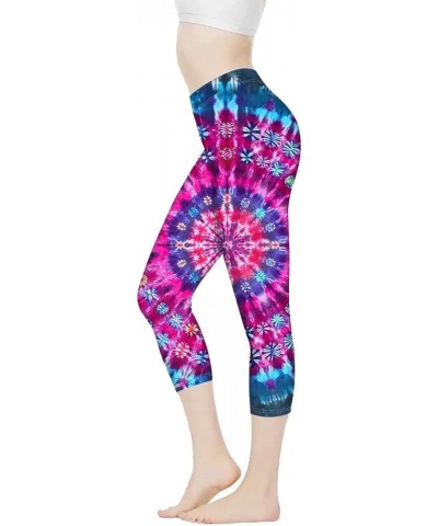 Leggings for Women High Waist Work Out Yoga Pants Tight Mid Length Seamless Legging Butt Lift XS-3X Sports Wear Tie Dye Pink ...