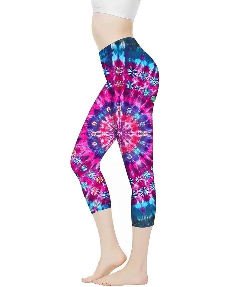 Leggings for Women High Waist Work Out Yoga Pants Tight Mid Length Seamless Legging Butt Lift XS-3X Sports Wear Tie Dye Pink ...