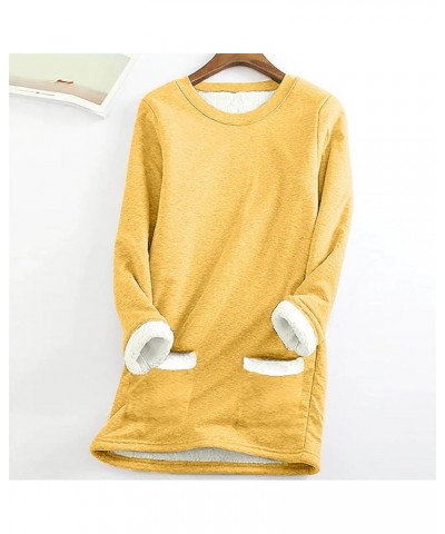 Women's Winter Warm Sherpa Lined Fleece Crewneck Sweatshirt Pullover Loungewear Long Sleeve Tunic Tops with Pockets Yellow $6...