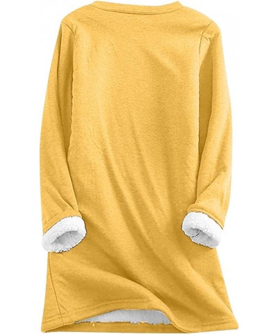 Women's Winter Warm Sherpa Lined Fleece Crewneck Sweatshirt Pullover Loungewear Long Sleeve Tunic Tops with Pockets Yellow $6...